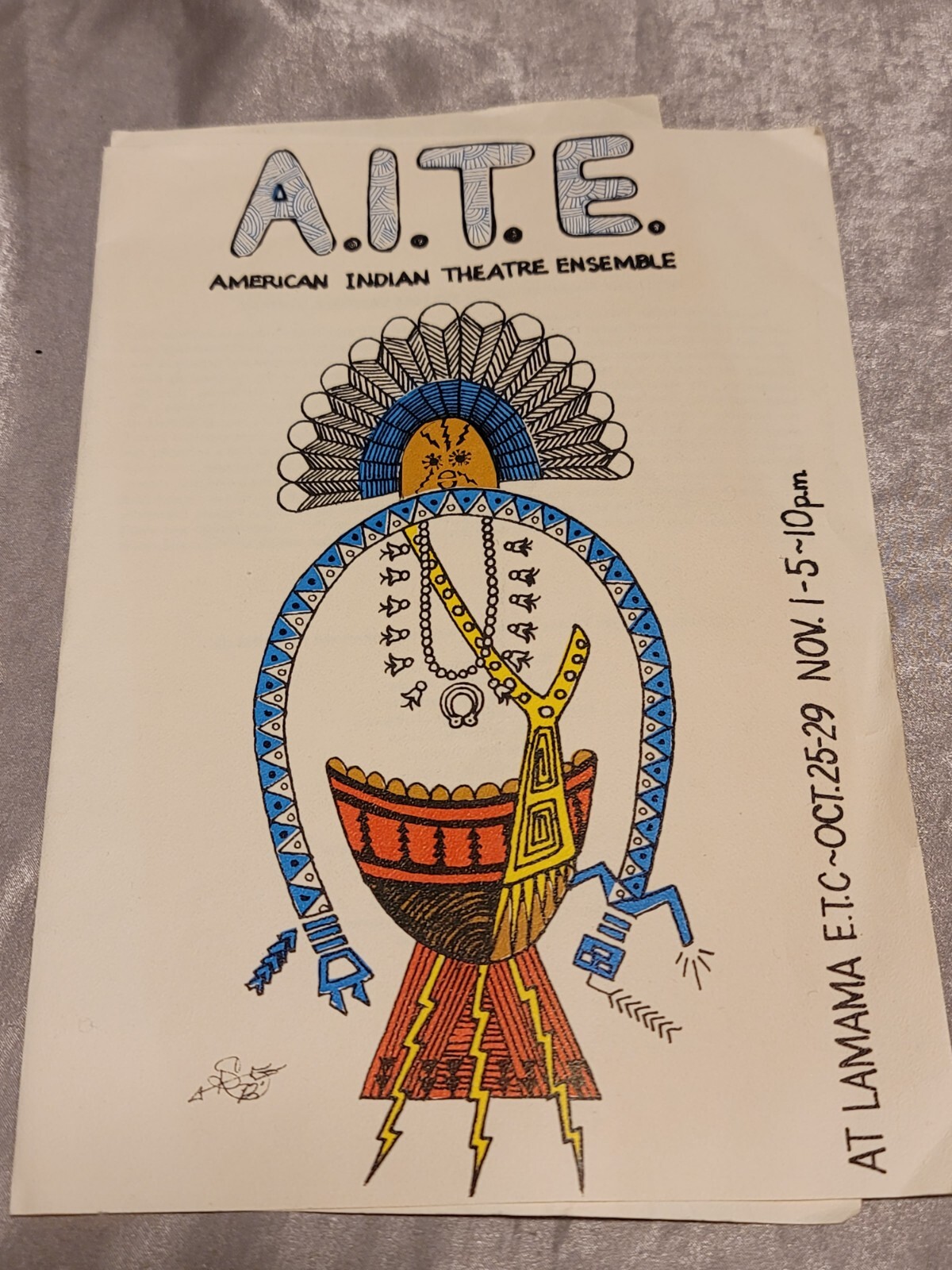 american indian theater ensemble brochure w/ sign 1972 ARTWORK INCREDIBLE br11 american indian theater ensemble brochure w/ sign 1972 ARTWORK INCREDIBLE br11