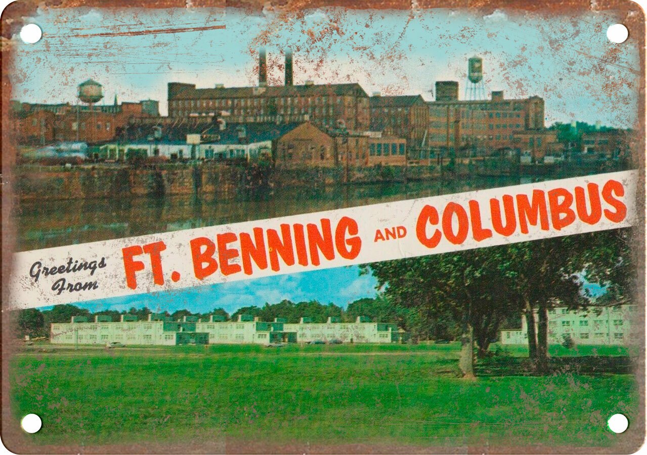 Ft. Benning Columbus Greetings From Postcard 12" x 9" Retro Look Metal Sign ZK18 Ft. Benning Columbus Greetings From Postcard 12" x 9" Retro Look Metal Sign ZK18
