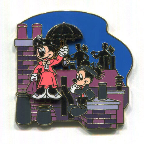 Disney Pins Minnie Mouse as Mary Poppins (Slides) & Mickey Great Movie Ride Pin