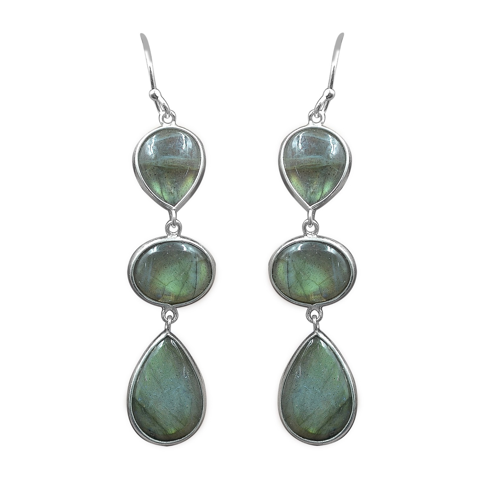 34.55 Ct Labradorite 925 Sterling Silver Handmade Dangle Earrings For Women