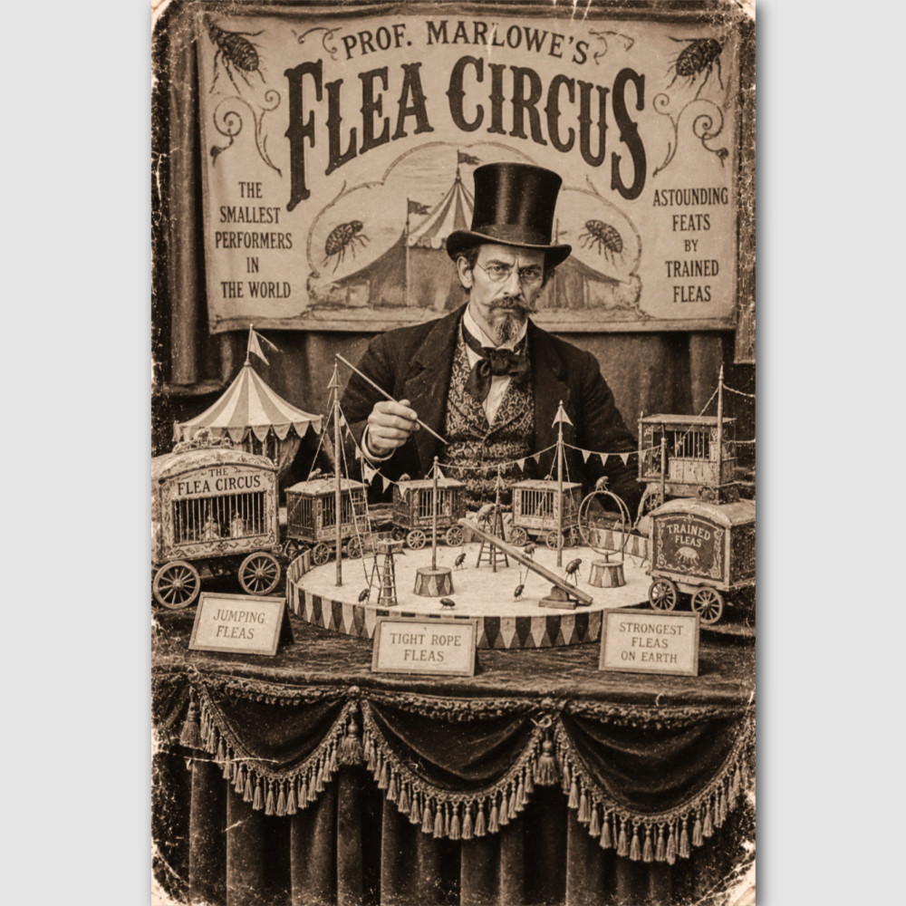 Old Photo Print Flea Circus Vintage Freak Oddity Preformer Odd Sideshow 326