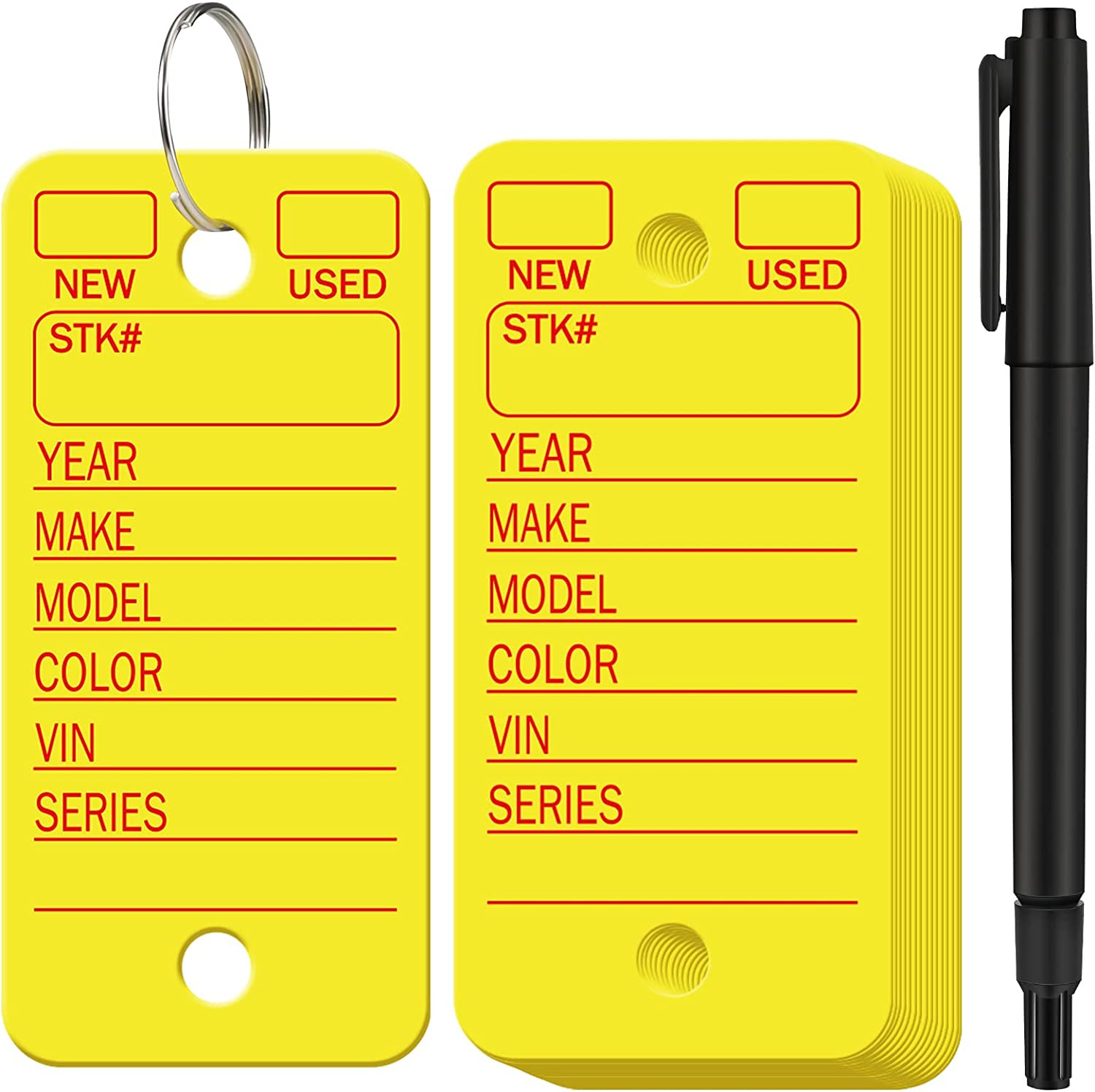 200 Pcs Poly Car Key Tags with 200 Pcs Rings and 2 Markers, Plastic Key Ring Tag 200 Pcs Poly Car Key Tags with 200 Pcs Rings and 2 Markers, Plastic Key Ring Tag