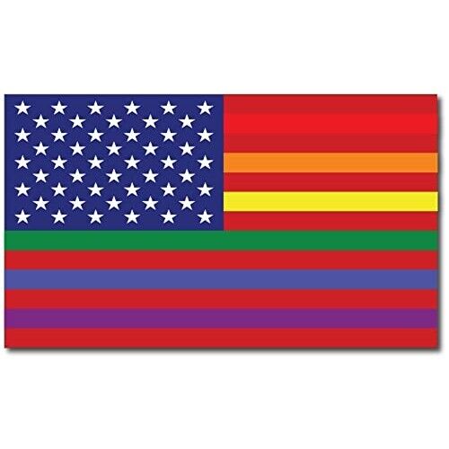 Gay Pride LGTBQ Rainbow American Flag Magnetic Decal, 7x12 Inches, Automotive