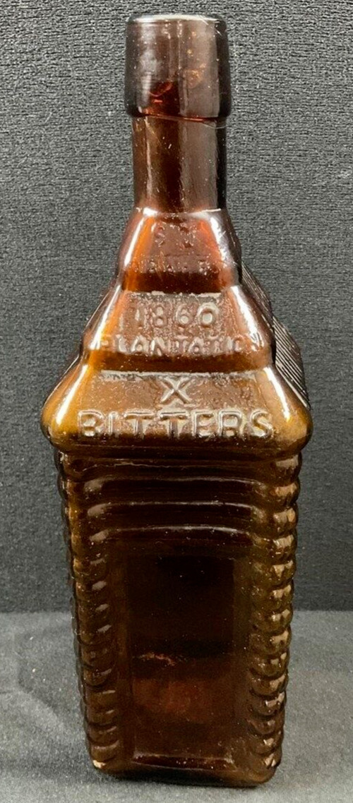 St. Drake's 1860 Plantation X Bitters Bottle 4 Logger - Patented 1862