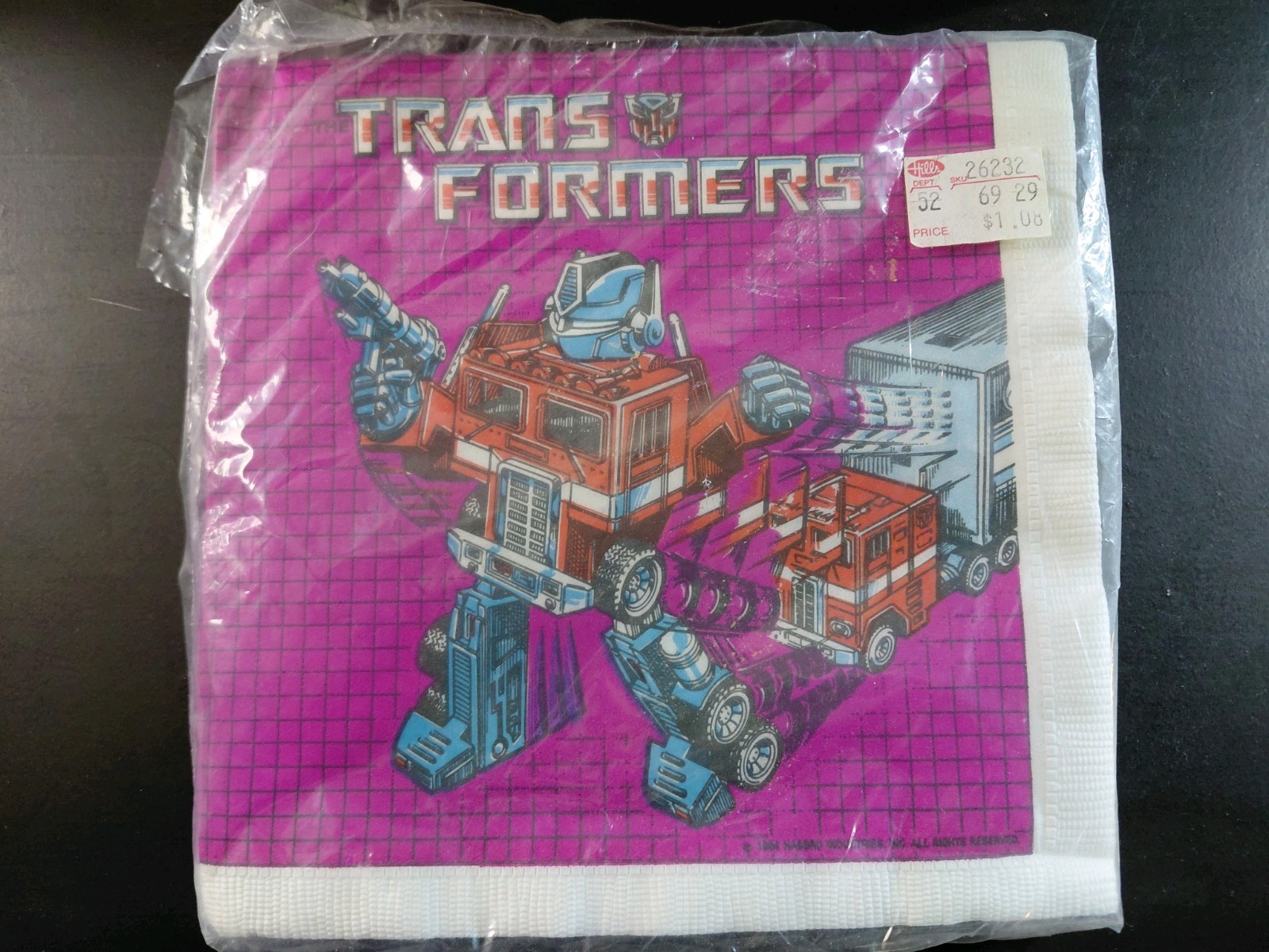 Vintage 1984 Transformers 16 Luncheon Party Napkins Optimus Prime Open Package