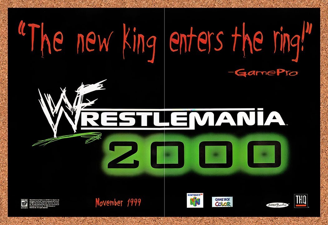 1998 WWF Wrestlemania 2000 N64 Original Advertisement / Retro Wall Art v1 1998 WWF Wrestlemania 2000 N64 Original Advertisement / Retro Wall Art v1