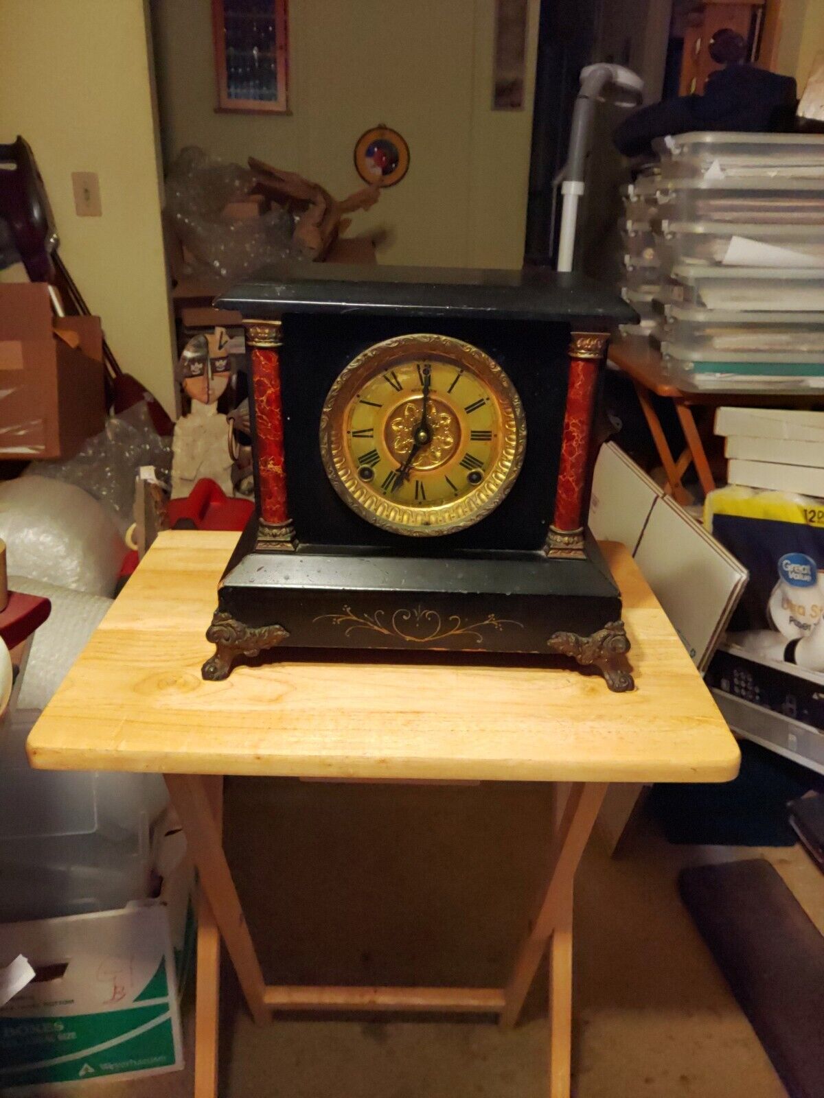 Beautiful Antique Sessions Mantle Clock Working On And Off