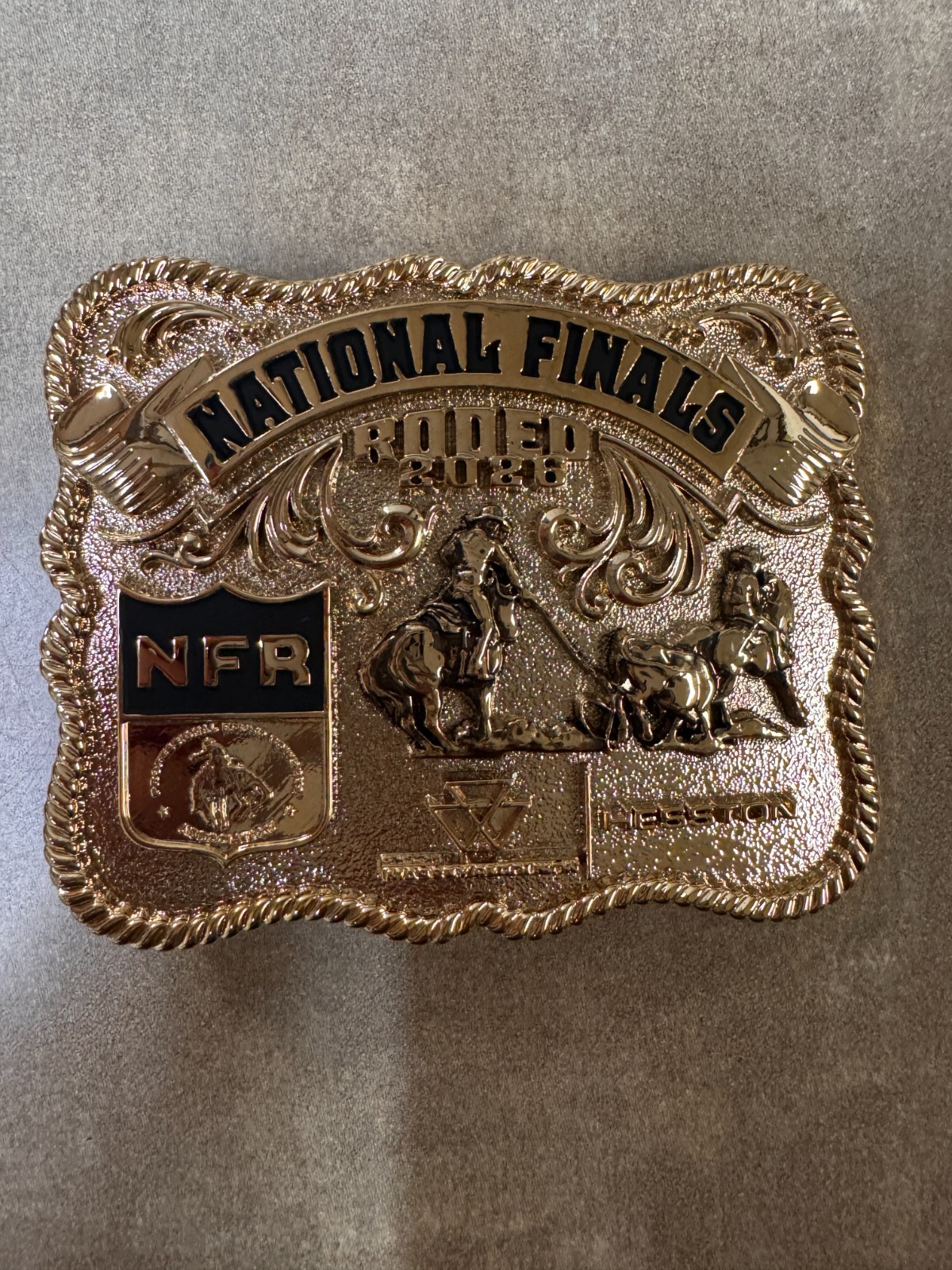NEW 2026 "Gold Colored" Adult Hesston National Finals Rodeo Belt Buckle NEW 2026 "Gold Colored" Adult Hesston National Finals Rodeo Belt Buckle