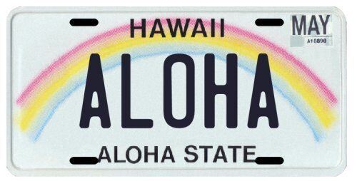 Aloha Hawaii Rainbow Metal License Plate