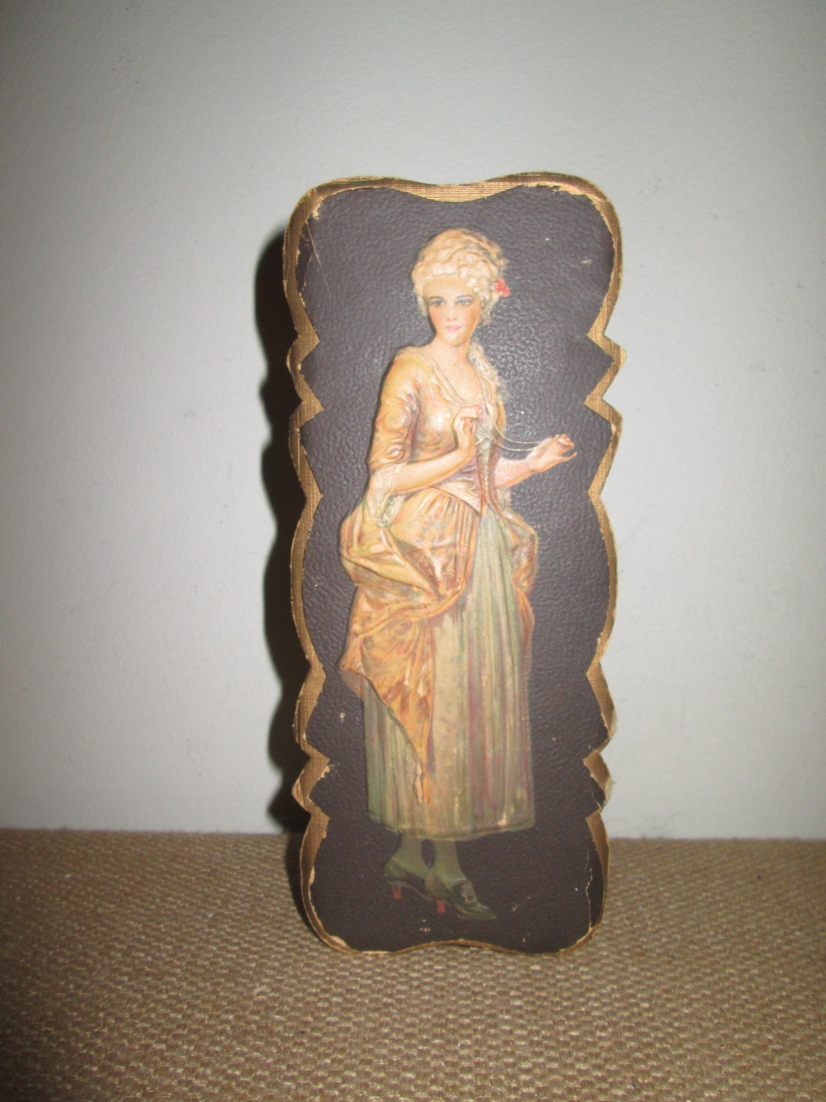 Antique Candy Cardboard Gift Box Keepsake Victorian Woman Lady ~  7.5" x 3.25"