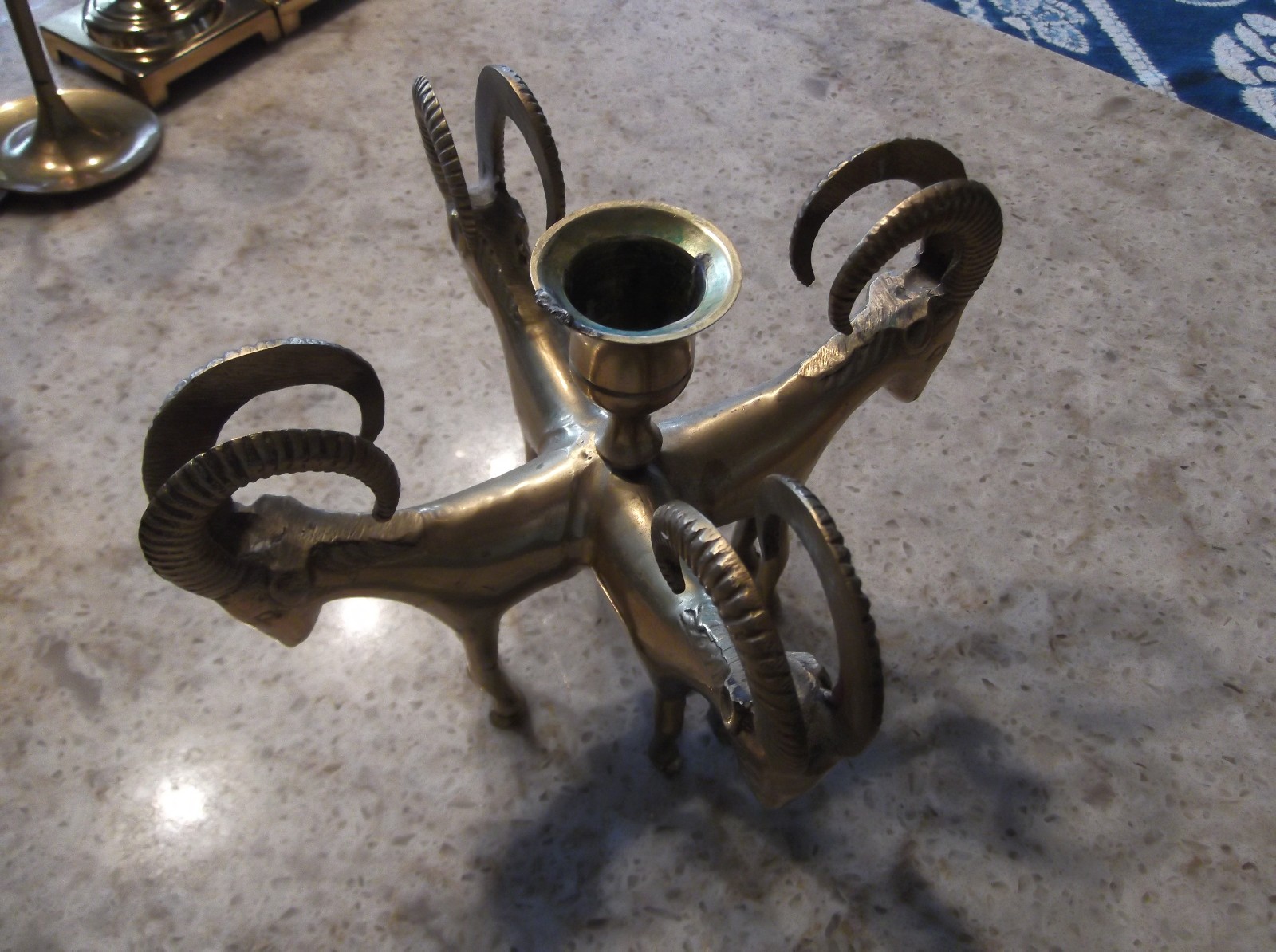 Vintage Brass Ram Figural Candle Stick Holder Vintage Brass Ram Figural Candle Stick Holder
