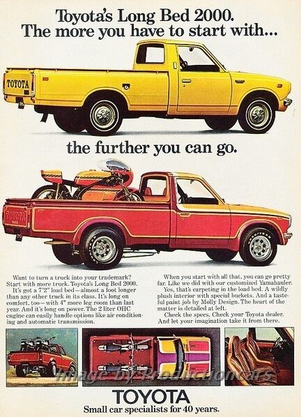 1974 Toyota Long Bed 2000 Pickup Truck Advertisement Print Art Car Ad J819
