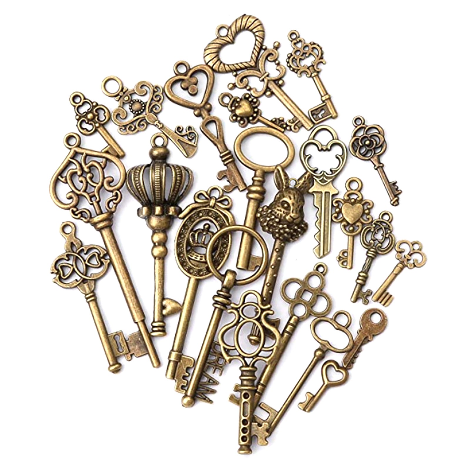 46x Old Vintage Antique Skeleton Keys Lot Large Small Necklace Pendant Bronze 46x Old Vintage Antique Skeleton Keys Lot Large Small Necklace Pendant Bronze