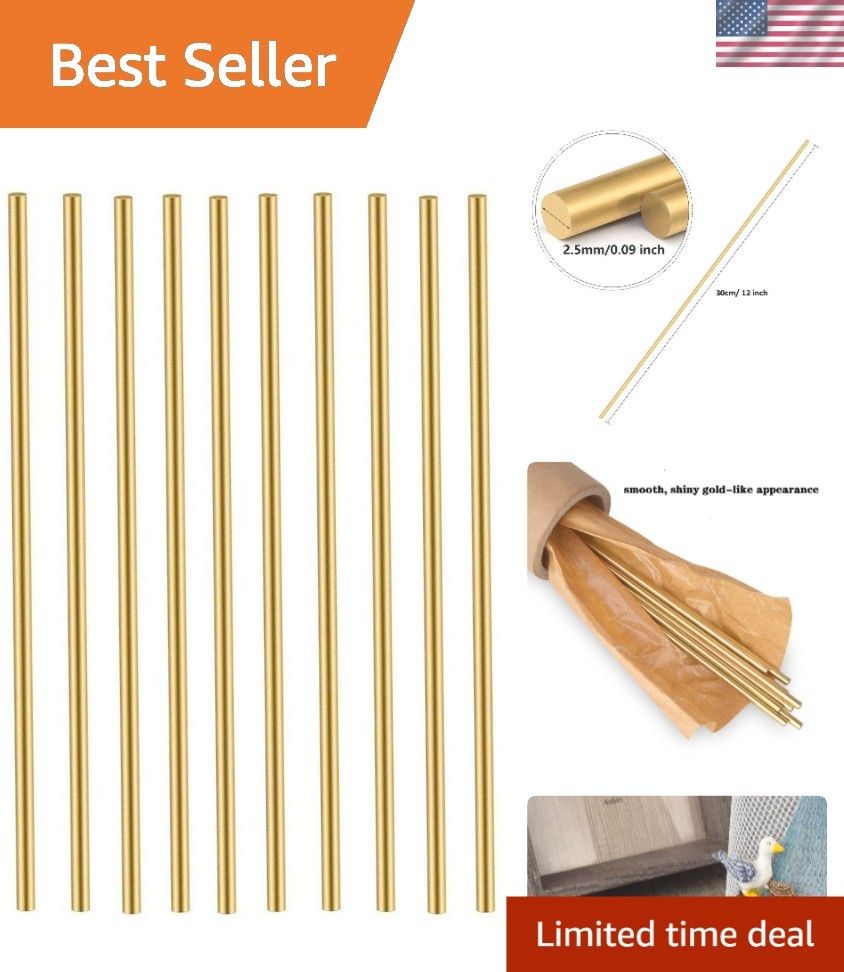 Solid & Corrosion-Resistant Brass Rods - 2.5 mm, 12 Inch for Engineers & Crafts Solid & Corrosion-Resistant Brass Rods - 2.5 mm, 12 Inch for Engineers & Crafts