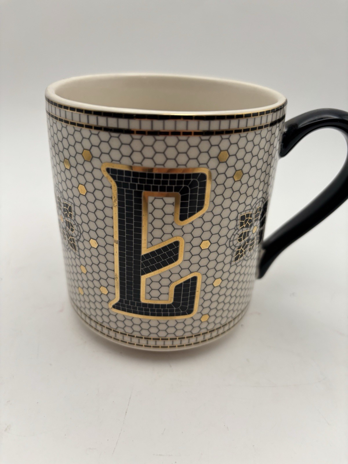 Margot Tiled Letter "E" Monogram Initial Coffee Tea Mug by Anthropology Margot Tiled Letter "E" Monogram Initial Coffee Tea Mug by Anthropology