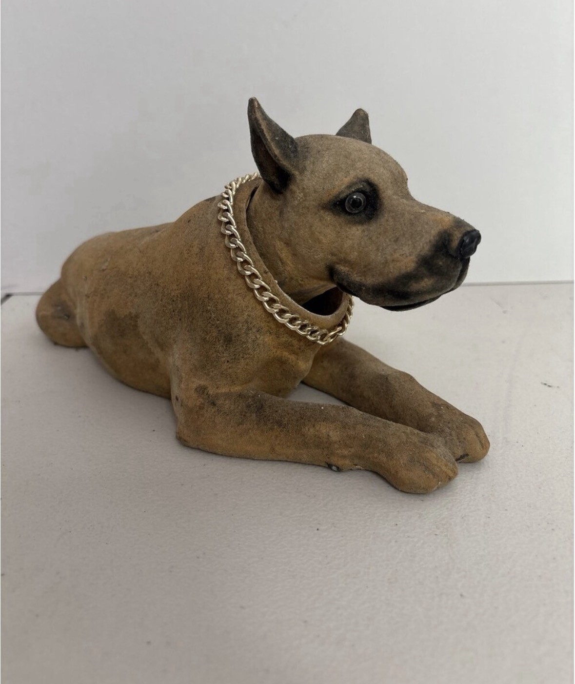 Vintage RARE dog bobble head with gold chain Vintage RARE dog bobble head with gold chain