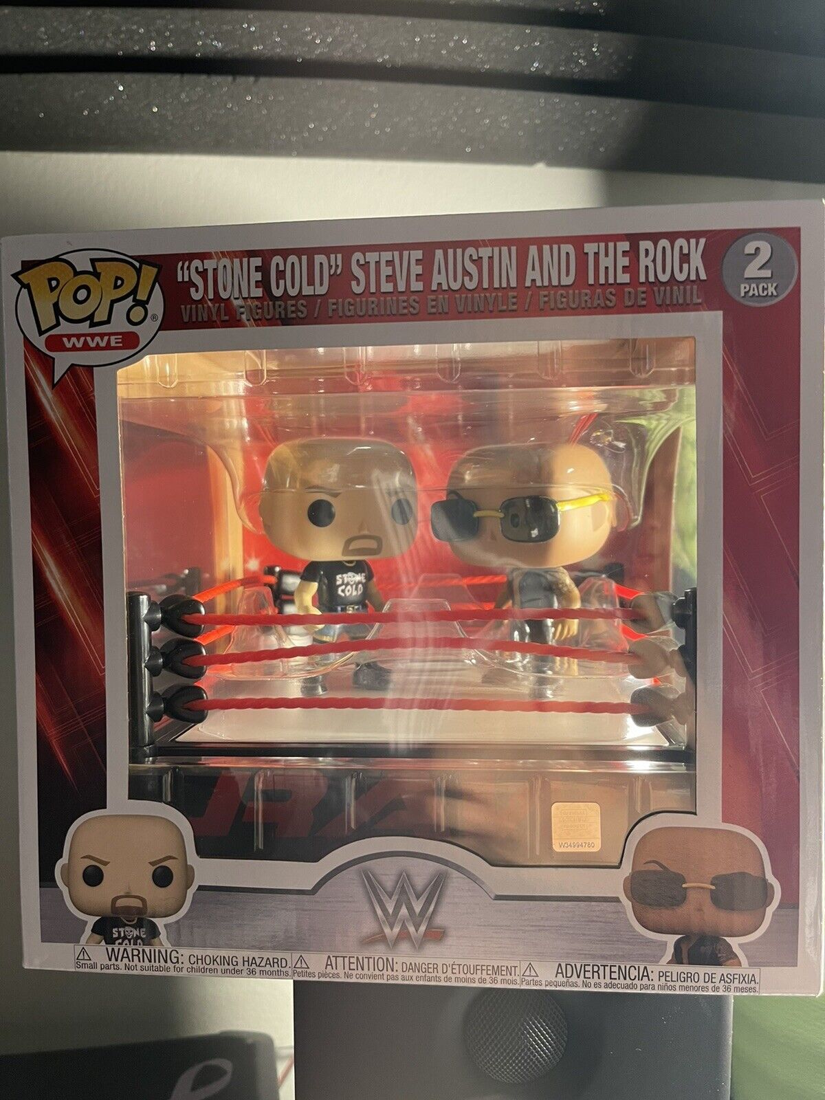 Funko Pop WWE The Rock Vs. Stone Cold Steve Austin in Wrestling Ring