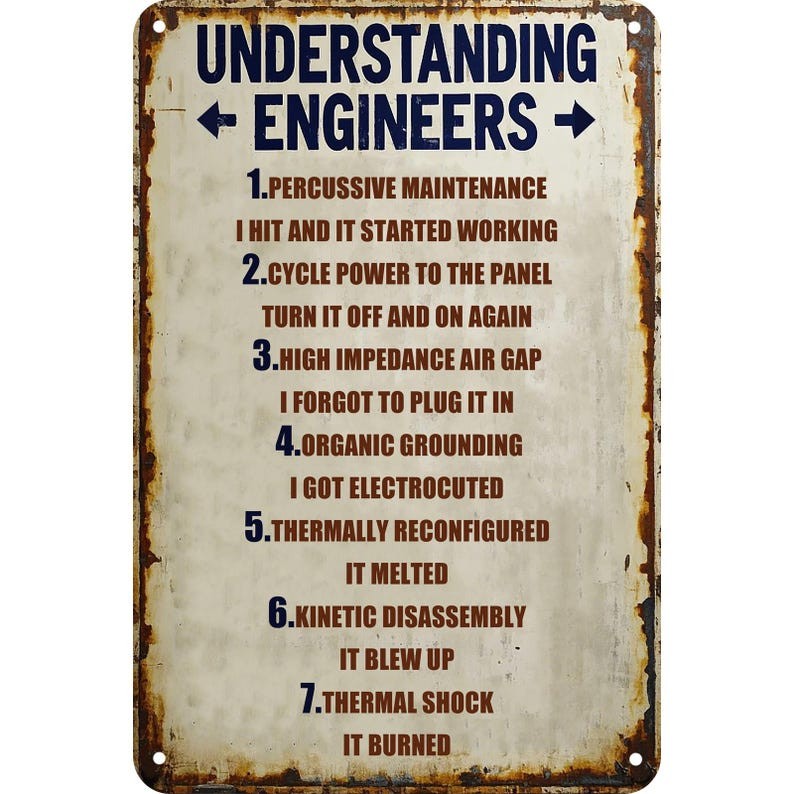 Funny Engineer Tin Metal Signs Home Décor 8x12: Retro Humor Garage & Workshop De Funny Engineer Tin Metal Signs Home Décor 8x12: Retro Humor Garage & Workshop De