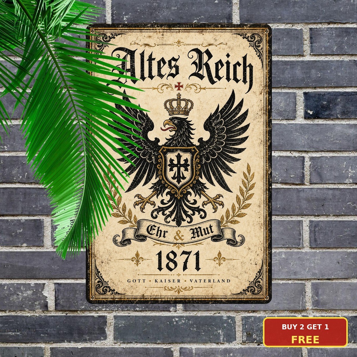 Kingdom of Prussia Crown Military Tin Sign Retro German Crest Plaque Kingdom of Prussia Crown Military Tin Sign Retro German Crest Plaque