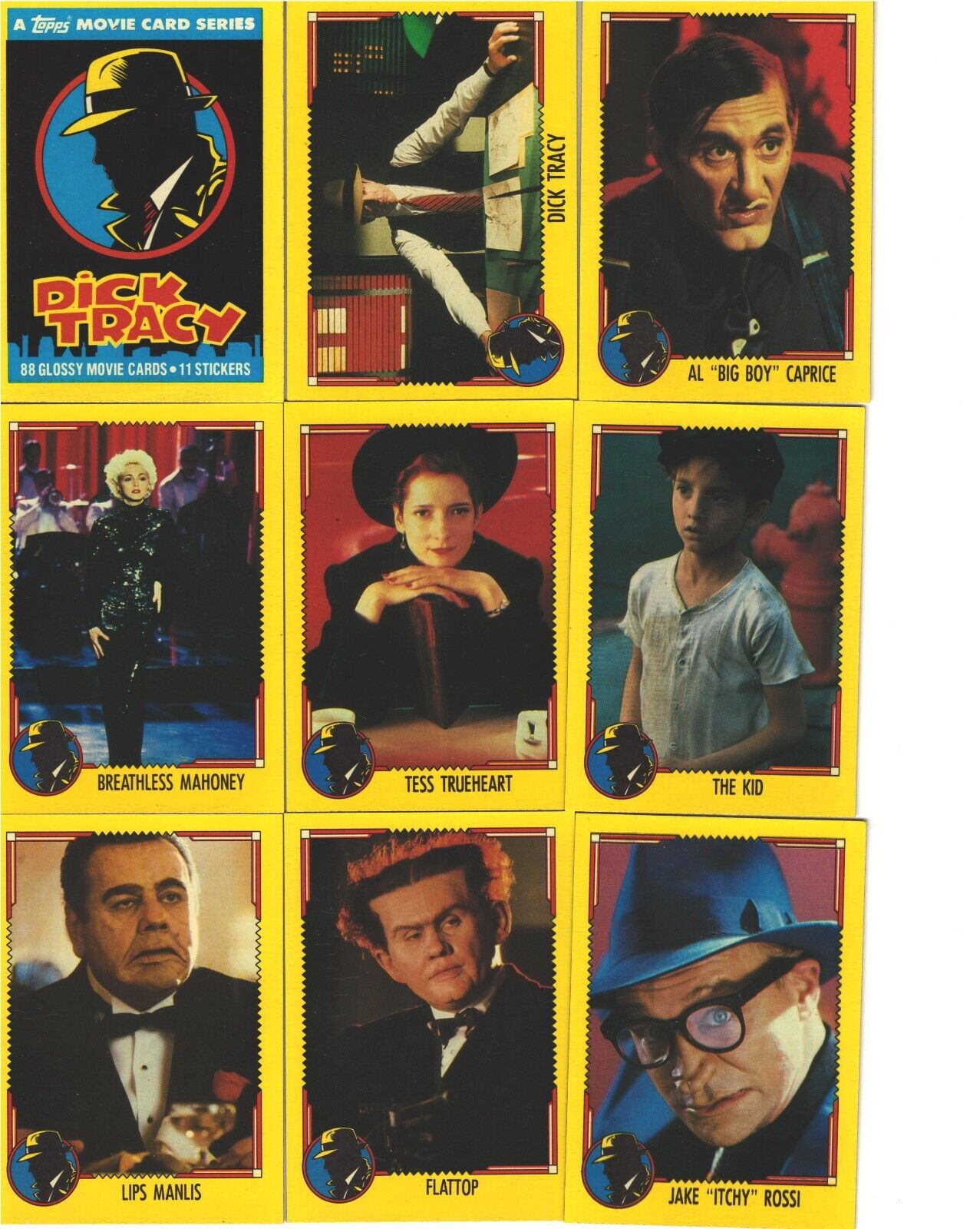 1990 Disney's Dick Tracy Trading Card Set 88 + 11 Stickers TOPPS Beatty Pacino
