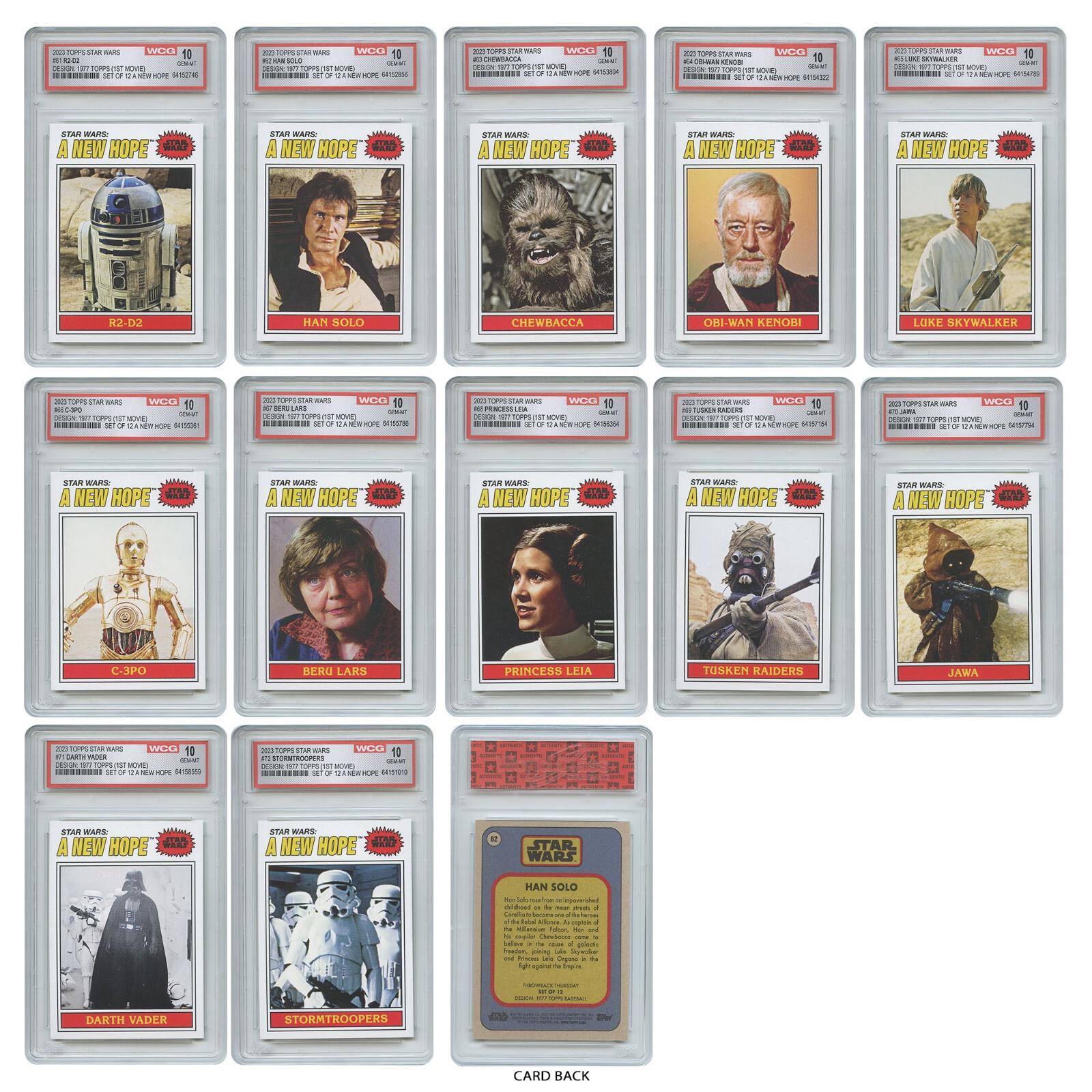 1977 STAR WARS TOPPS Rare Card Designs '23 Set - Gem Mint 10 * Set of All 12 * 1977 STAR WARS TOPPS Rare Card Designs '23 Set - Gem Mint 10 * Set of All 12 *