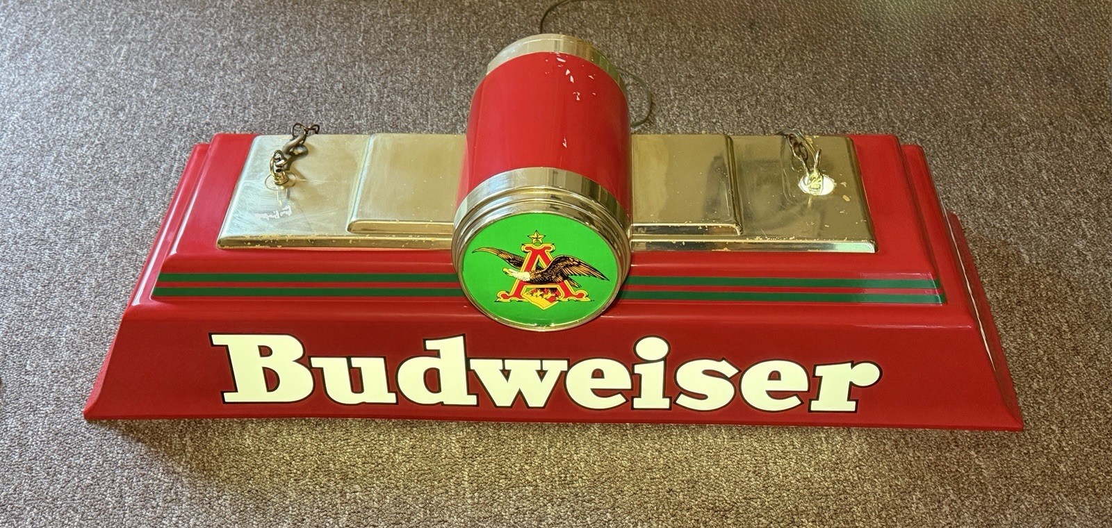 VINTAGE 1990'S BUDWEISER POOL TABLE LIGHT BAR HANGING LAMP EAGLE LOGO MAN CAVE VINTAGE 1990'S BUDWEISER POOL TABLE LIGHT BAR HANGING LAMP EAGLE LOGO MAN CAVE