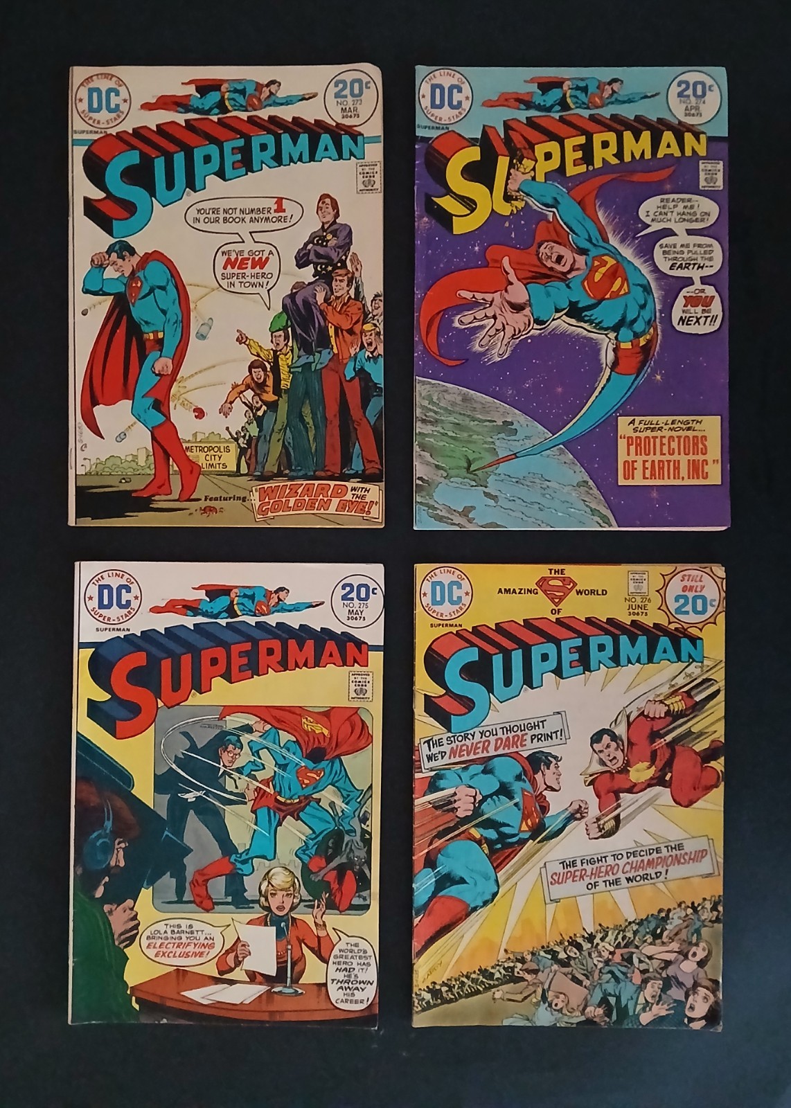 SUPERMAN 273 274 275 276 DC COMICS 1974 LOT - KEY 1ST CAPTAIN THUNDER SHAZAM SUPERMAN 273 274 275 276 DC COMICS 1974 LOT - KEY 1ST CAPTAIN THUNDER SHAZAM