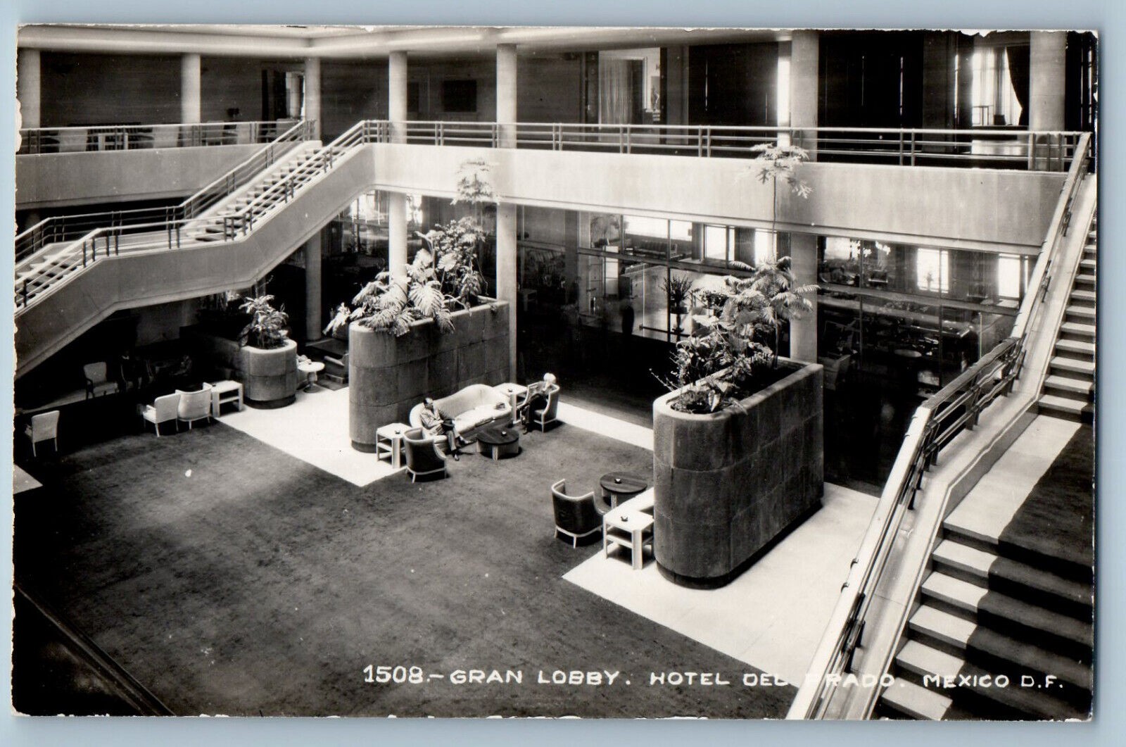 Mexico DF Mexico Postcard Gran Lobby Hotel Del Prado c1930's RPPC Photo Mexico DF Mexico Postcard Gran Lobby Hotel Del Prado c1930's RPPC Photo