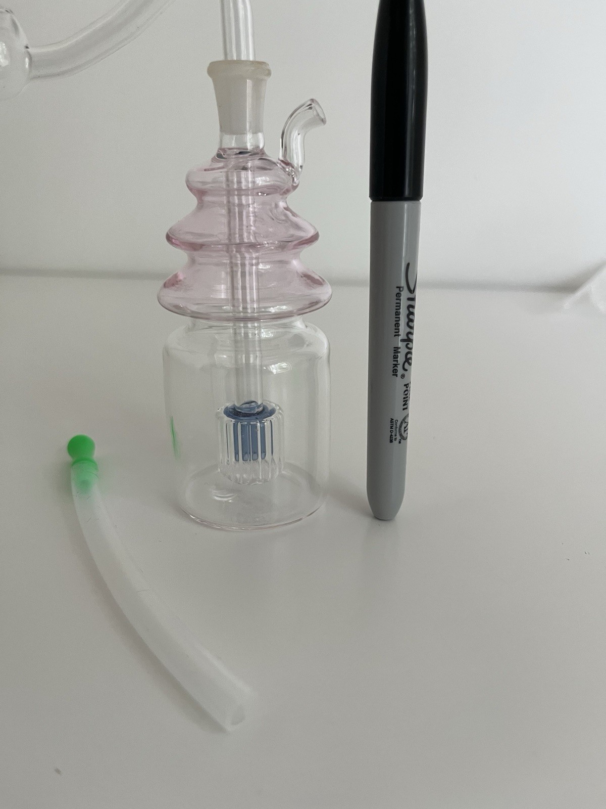 Clear Pink Blue Glass Tobacco Water Pipe Percolator Hose Smoking Accessory