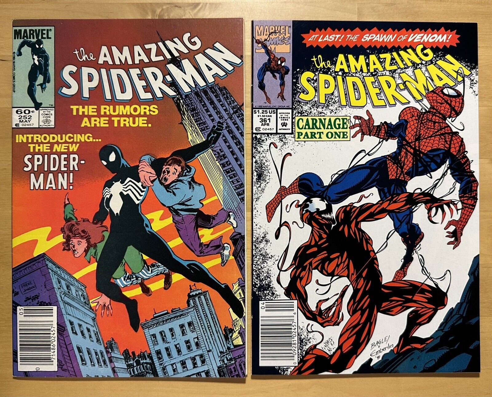 Amazing Spider-Man #252 & #361 - Key 1984/1992 Marvel Newsstand Comic Book Lot