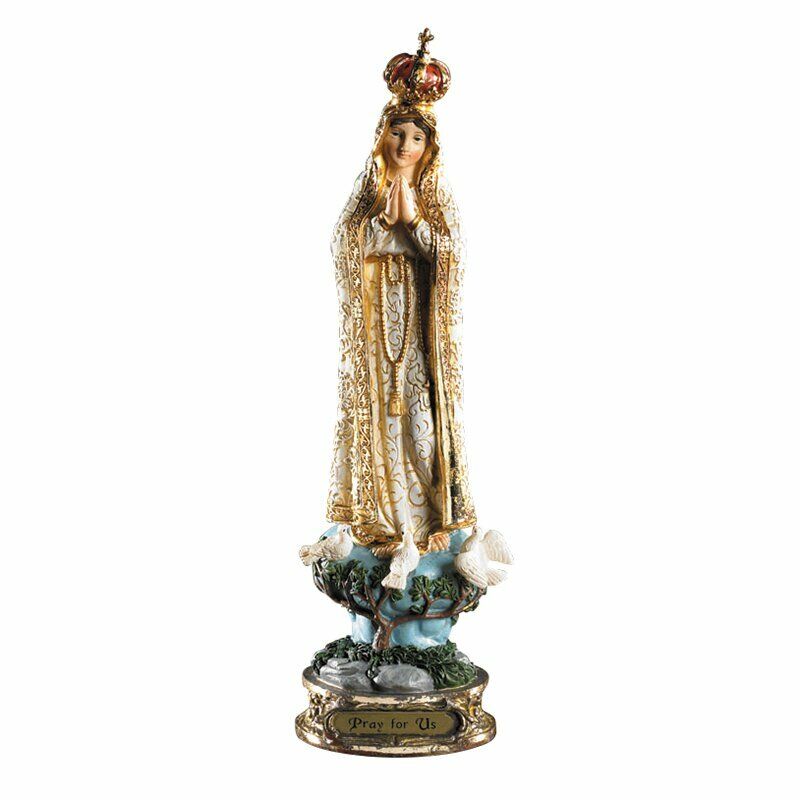 Our Lady of Fatima Standing Statue Figurine with Base Home Decor, 9 1/4 Inch