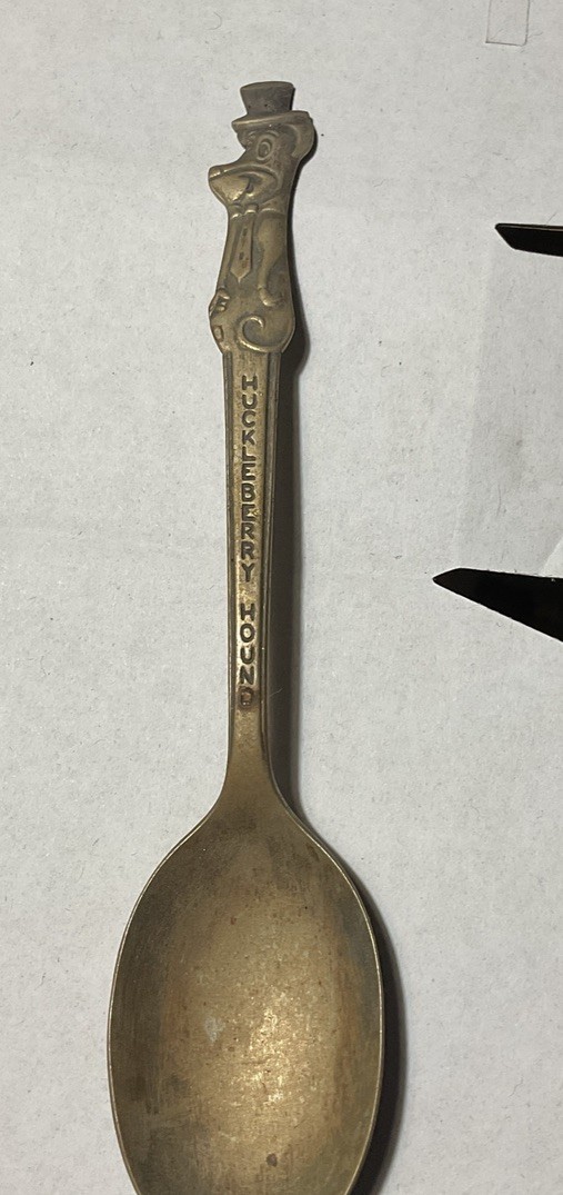 Huckleberry Hound Engraved Silver Plated Spoon, Silver Cartoon Collectible Huckleberry Hound Engraved Silver Plated Spoon, Silver Cartoon Collectible