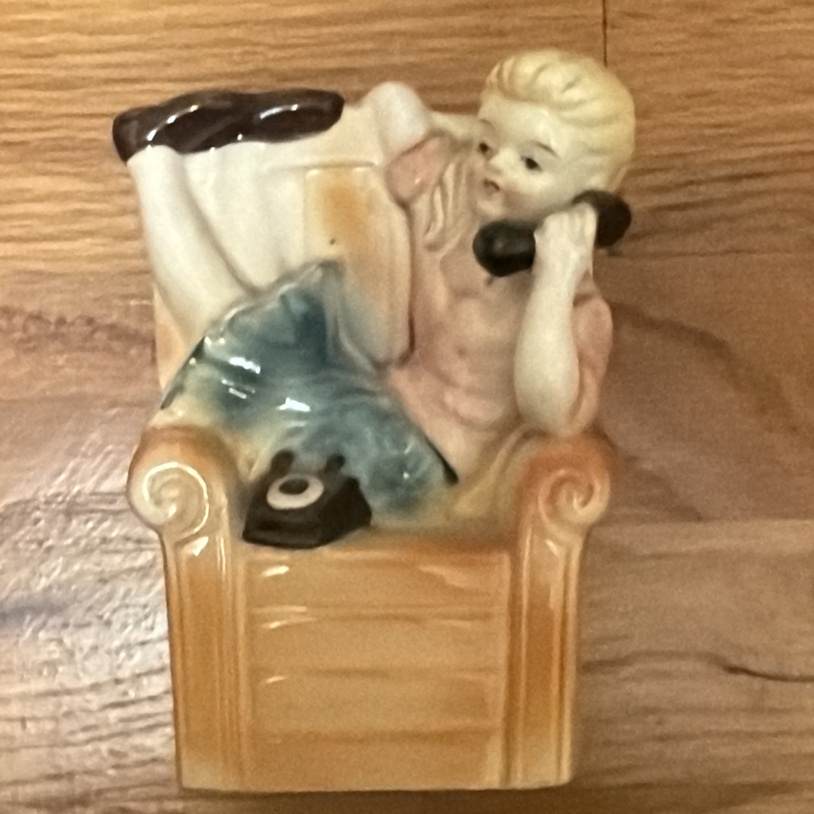 Vintage Ceramic Girl on Telephone Planter MCM Retro Kitsch Figurine Phone Vintage Ceramic Girl on Telephone Planter MCM Retro Kitsch Figurine Phone