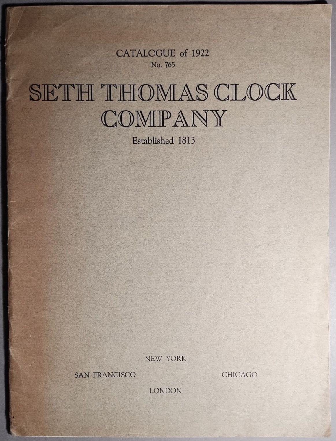 1922 Seth Thomas Clock Co Catalog #765 Shelf Wall Chime Mantel Original B3-65 1922 Seth Thomas Clock Co Catalog #765 Shelf Wall Chime Mantel Original B3-65