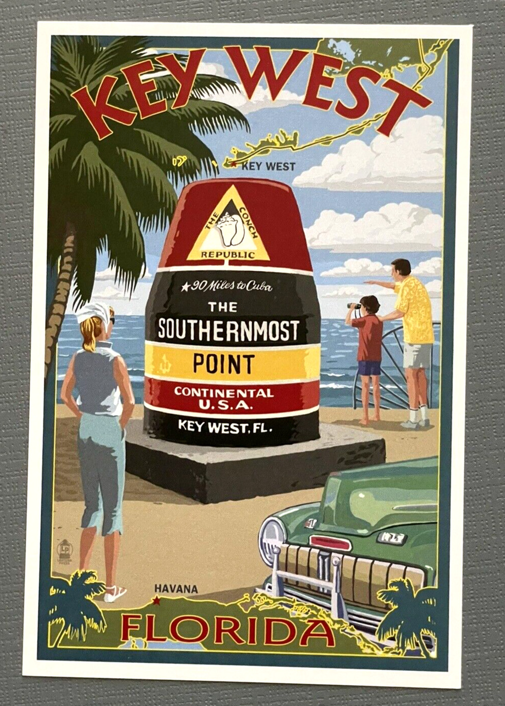 Key West, Florida - The Southernmost Point - Lantern Press Postcard