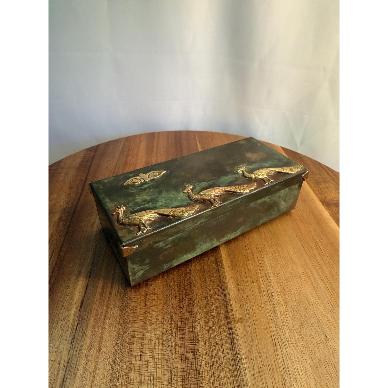 Vintage Enrique Zavala Mexico Copper and Brass Peacock Trinket Box Brutalist Vintage Enrique Zavala Mexico Copper and Brass Peacock Trinket Box Brutalist