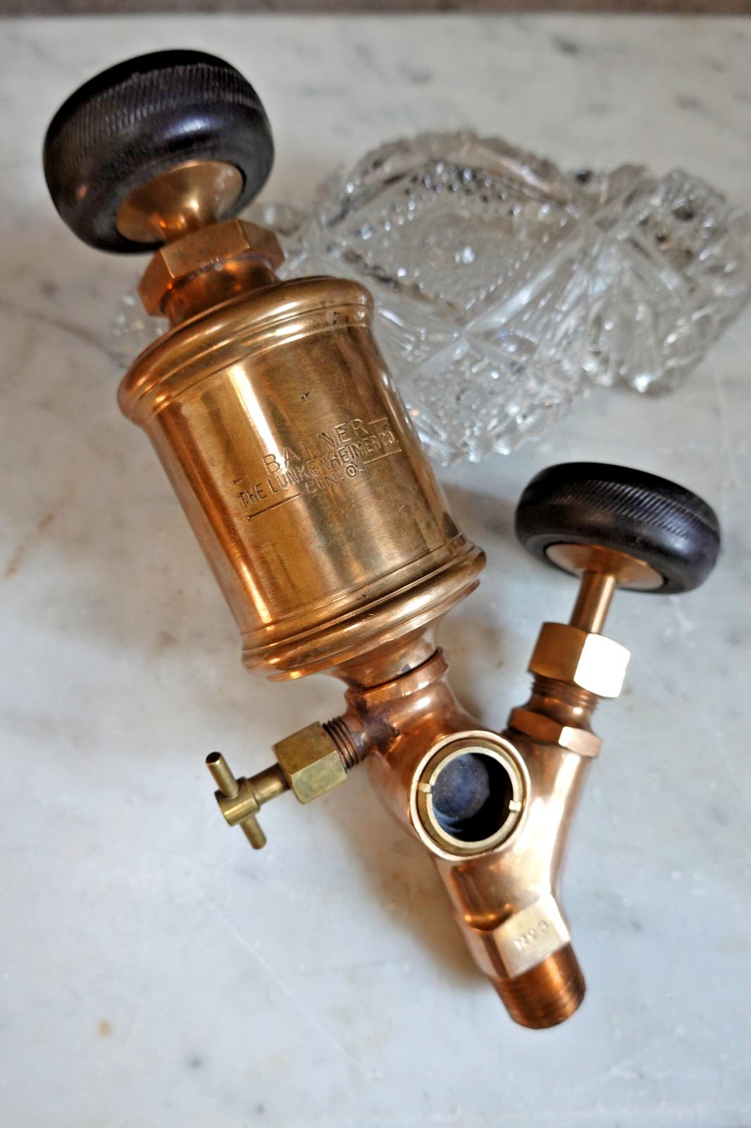 Antique LUNKENHEIMER "BANNER #3"  BRASS DRIP OILER LUBRICATOR
