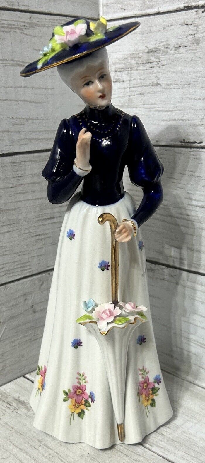 KPM Vintage Porcelain Edwardian Lady with Umbrella, Made In Japan by Arnart EUC