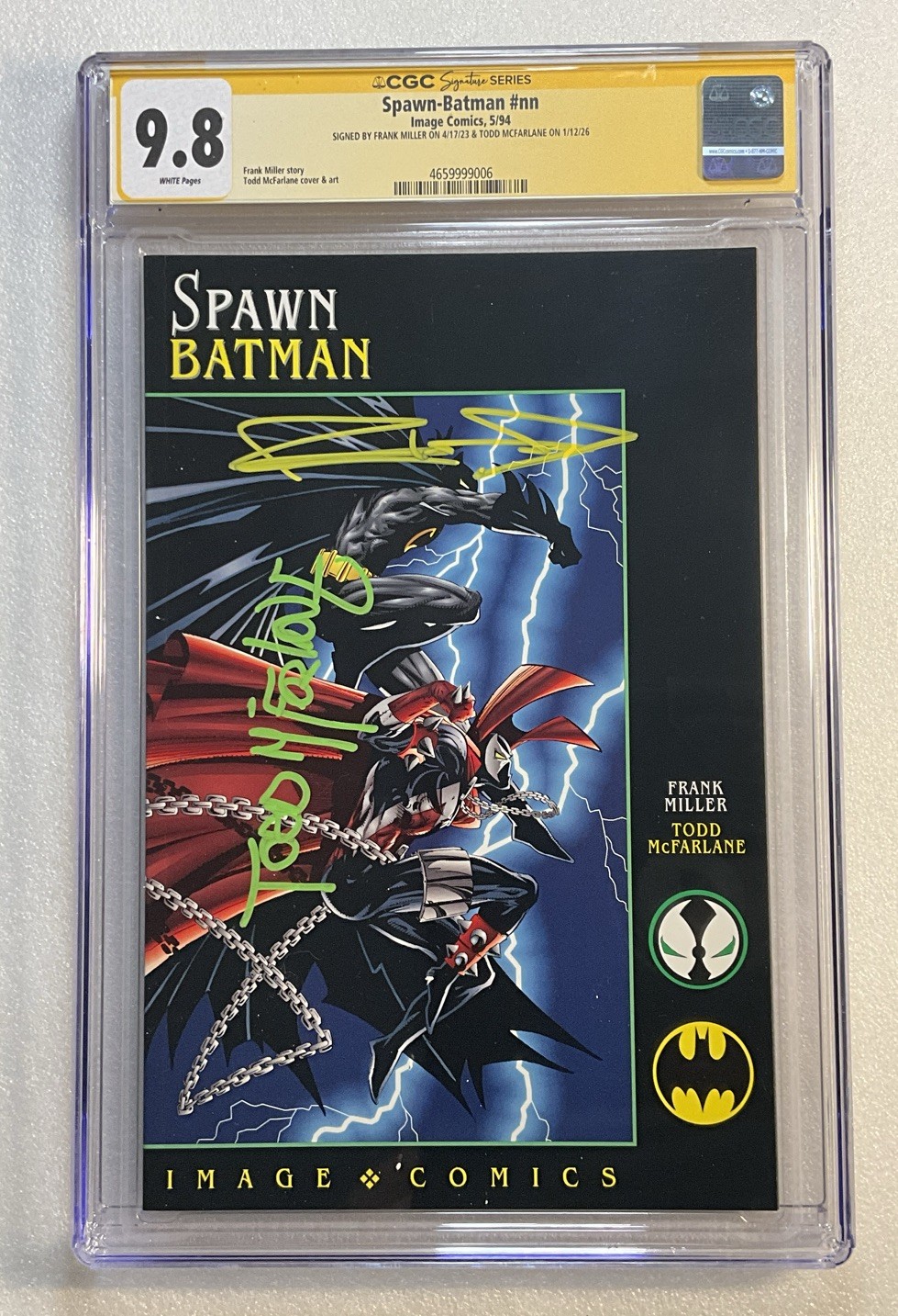 SPAWN BATMAN #nn CGC SS 9.8 signed TODD MCFARLANE & FRANK MILLER NM 1994 SPAWN BATMAN #nn CGC SS 9.8 signed TODD MCFARLANE & FRANK MILLER NM 1994