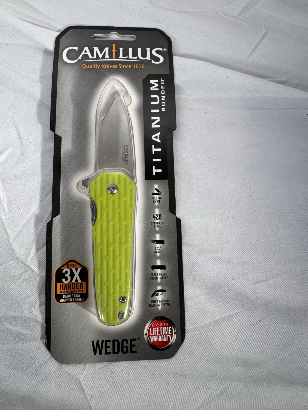 Camillus Wedge Folding Knife  Titanium Coated 420 Steel Blade Nylon Handle 19389