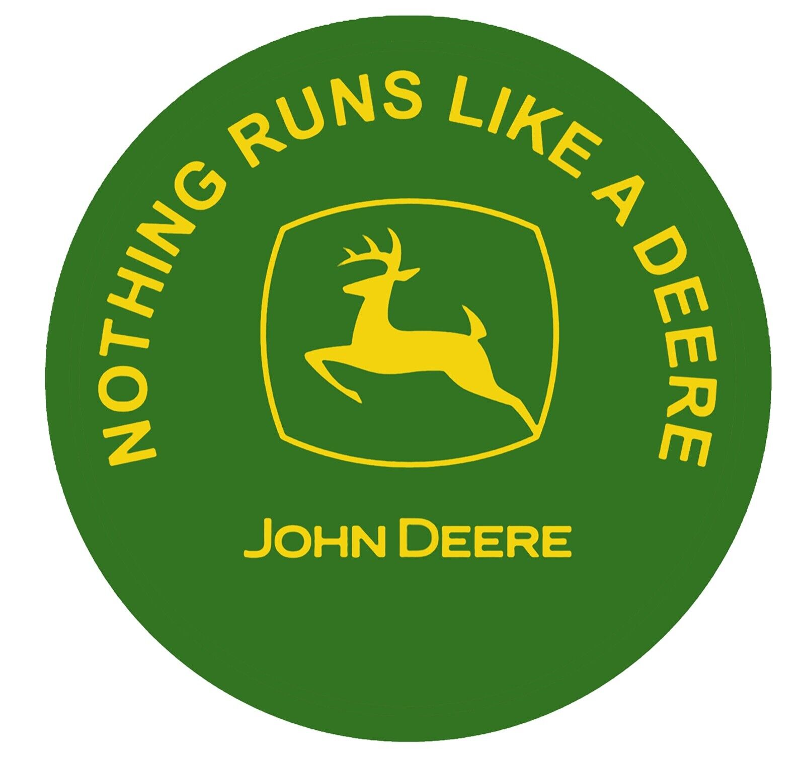 John Deere Tractor Logo type w/ name Monogram die-cut Round MAGNET 