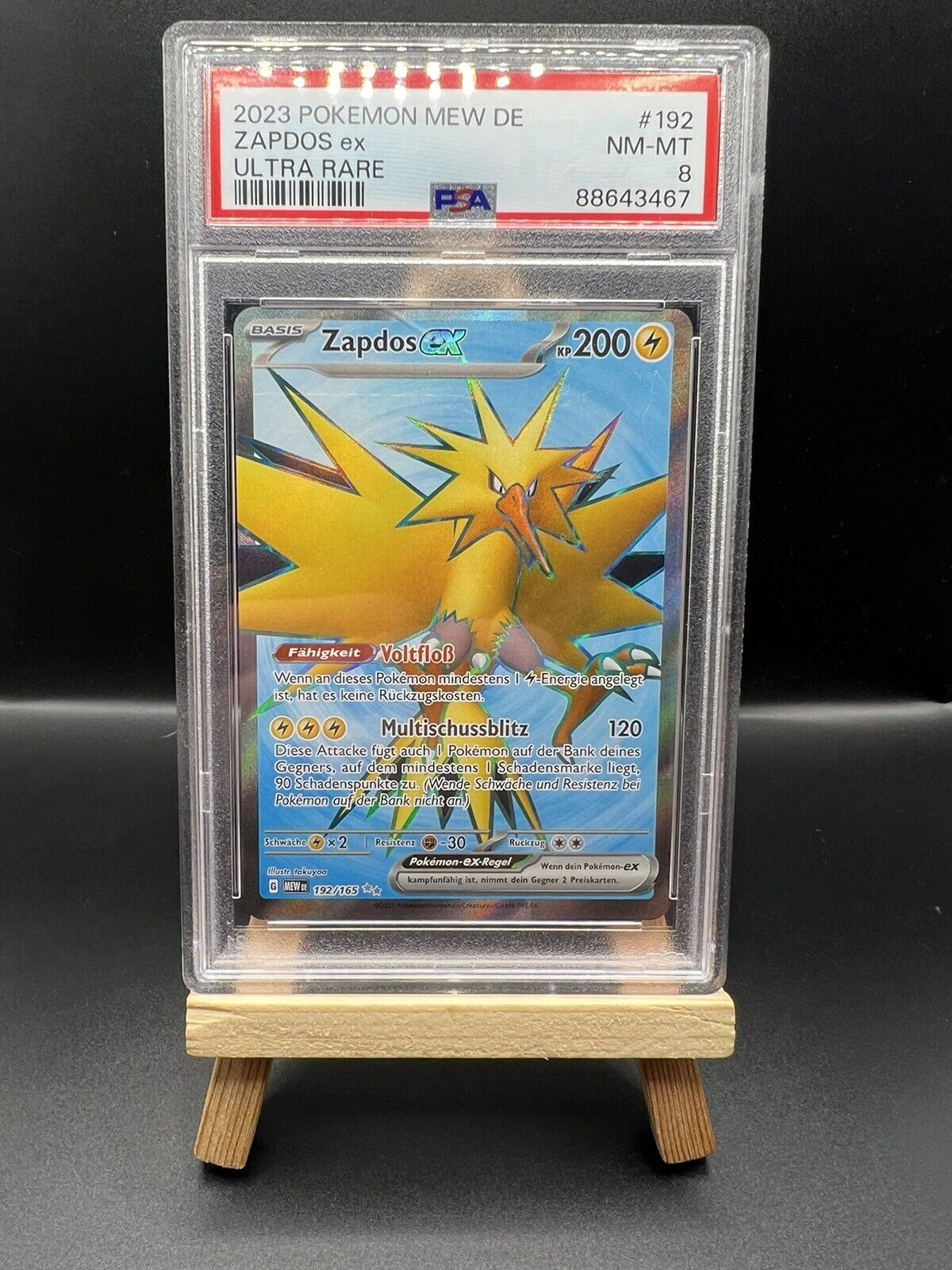 Pokemon Card | Zapdos EX 192/165 | German | ULTRA RARE | PSA 8 | 151