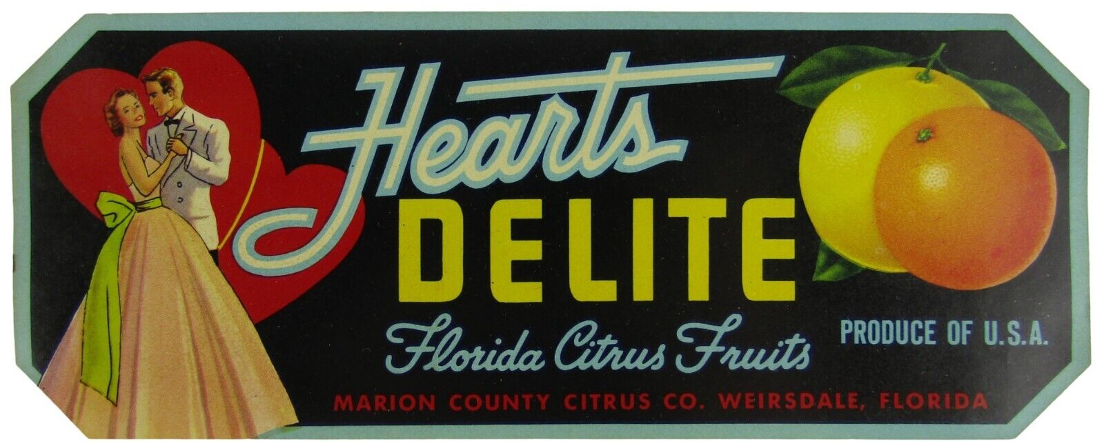 Vintage Florida Delite Citrus 1950 Marion County Citrus Co. Crate Label