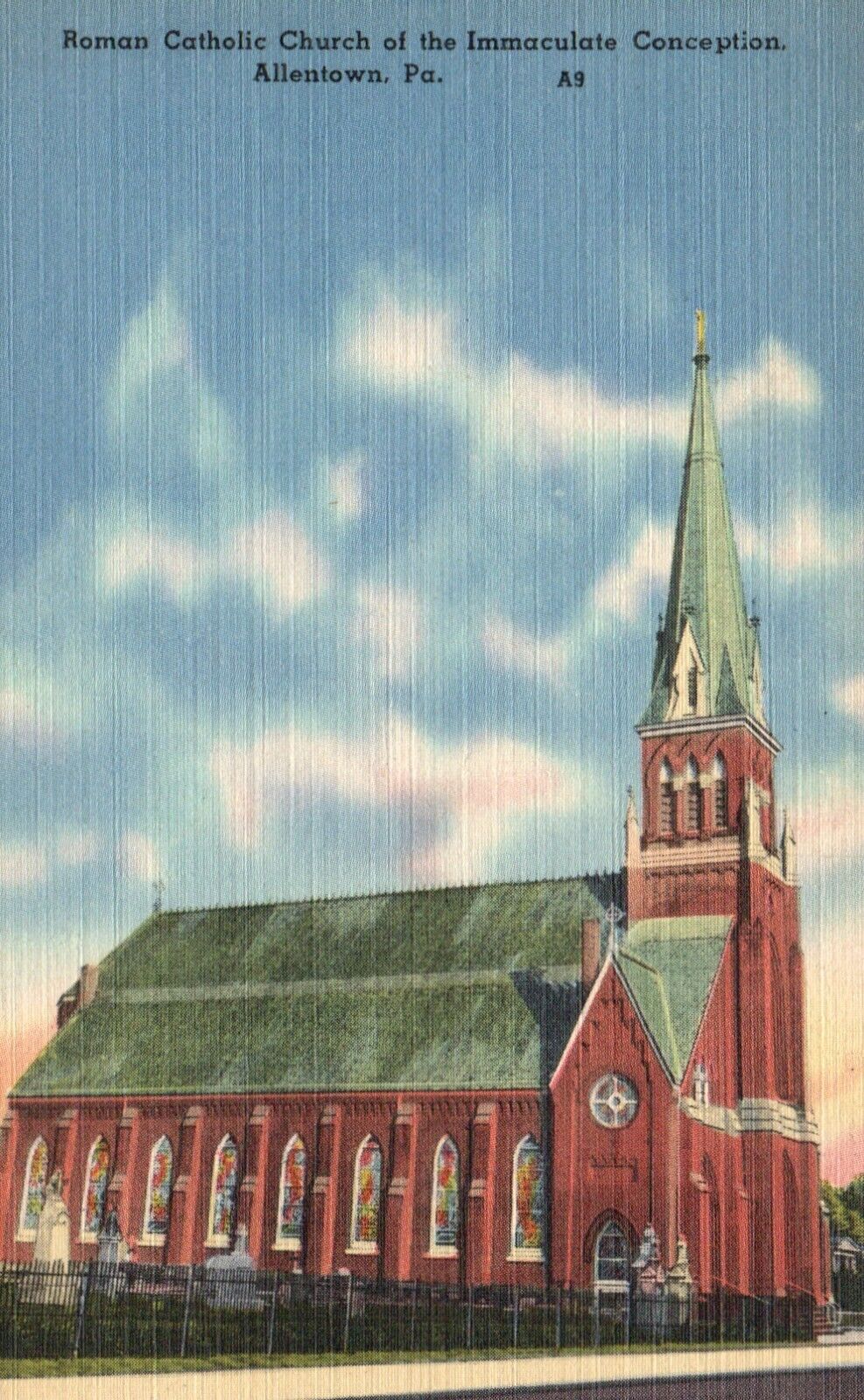 Postcard PA Allentown R.C. Church of Immaculate Conception Vintage PC f5000