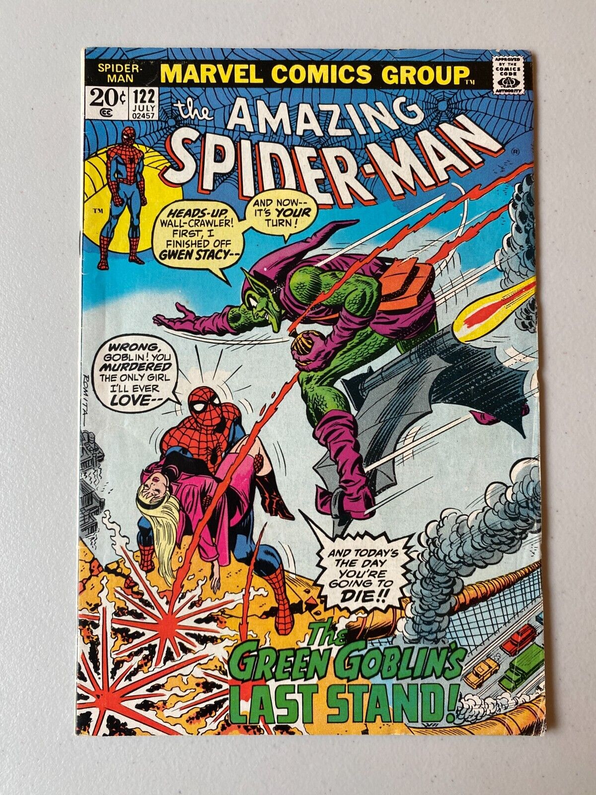 AMAZING SPIDER-MAN #122 -1973 MARVEL COMICS (KEY) DEATH OF GREEN GOBLIN