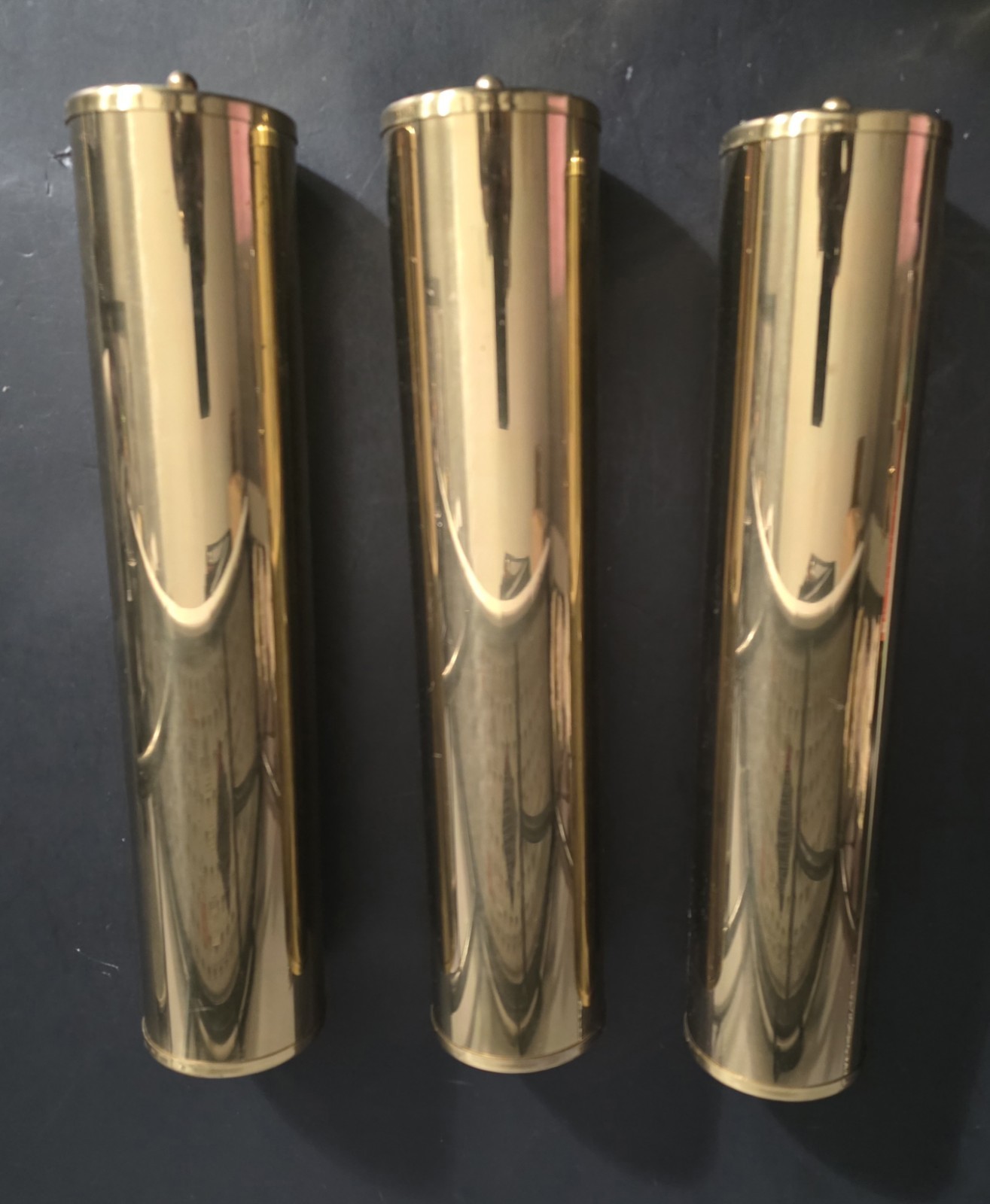 SET OF 3 ANTIQUE /VINTAGE LONG GRANDFATHER CLOCK BRASS WEIGHT SHELLS 11" 1/4 SET OF 3 ANTIQUE /VINTAGE LONG GRANDFATHER CLOCK BRASS WEIGHT SHELLS 11" 1/4