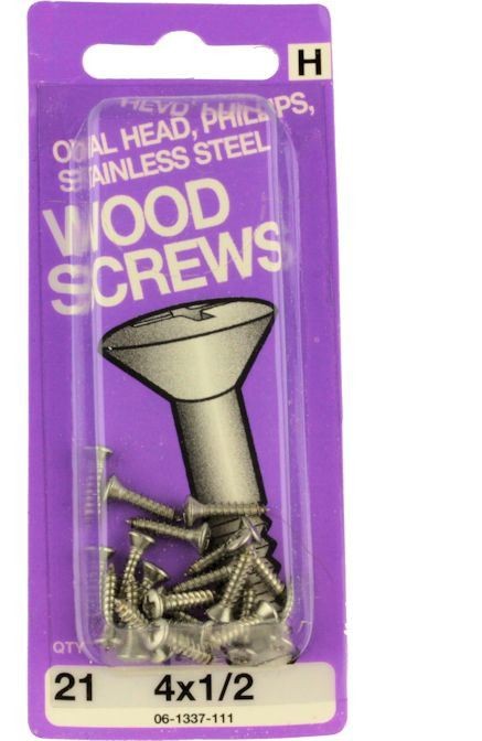 Stainless Steel Wood Screws #4 X 1/2" Phillips Oval 21 Pack