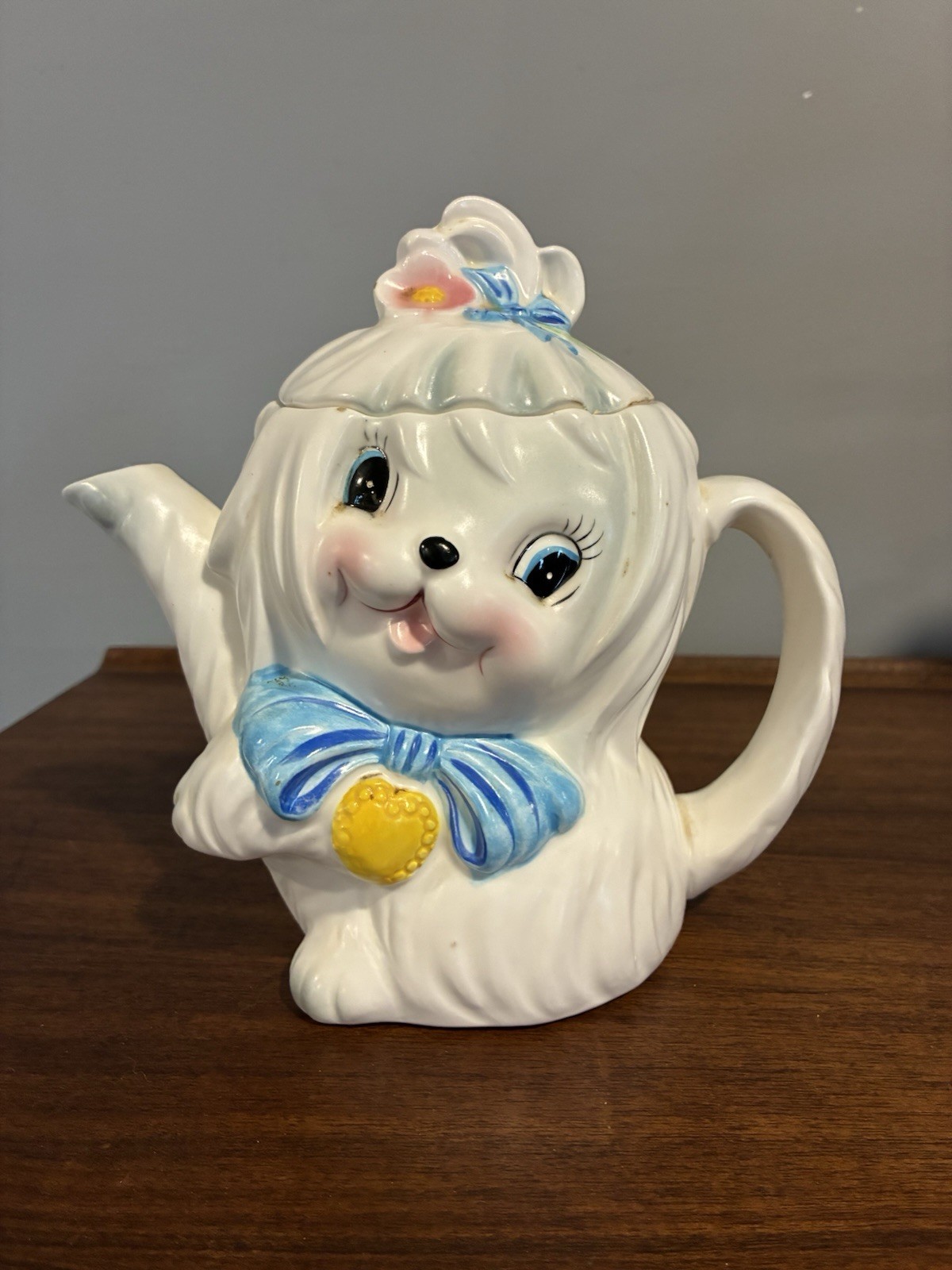 Vintage Lefton MR TOOTLES Maltese Dog Teapot Anthropomorphic Excellent 1950’s
