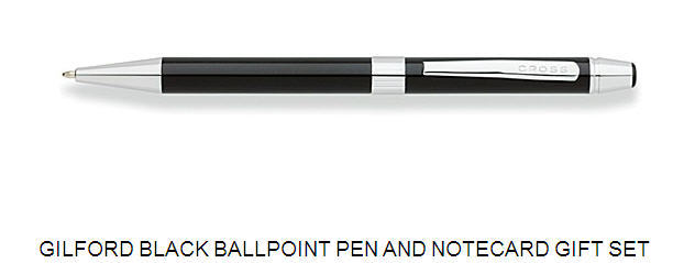 CROSS Gilford Ballpoint Pen Black and Chrome trim -FREE NOTECARDS SET CROSS Gilford Ballpoint Pen Black and Chrome trim -FREE NOTECARDS SET