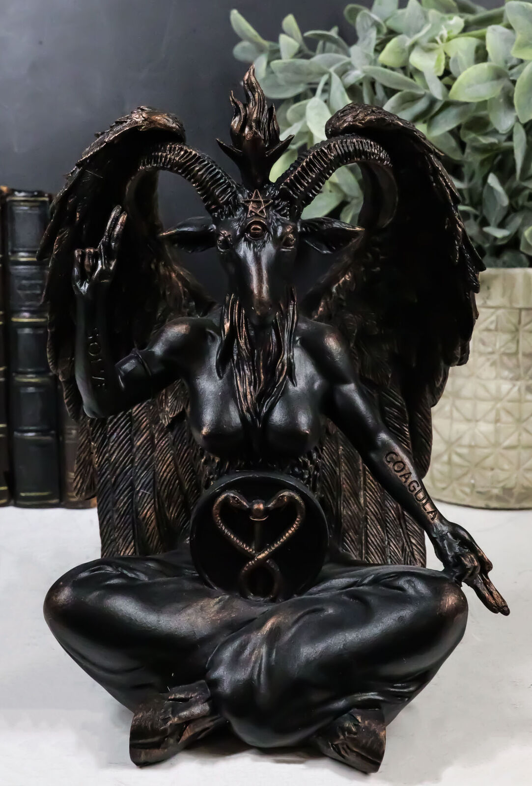 Pagan Occult Sabbatic Goat Idol Baphomet Sitting Meditation Figurine 8\